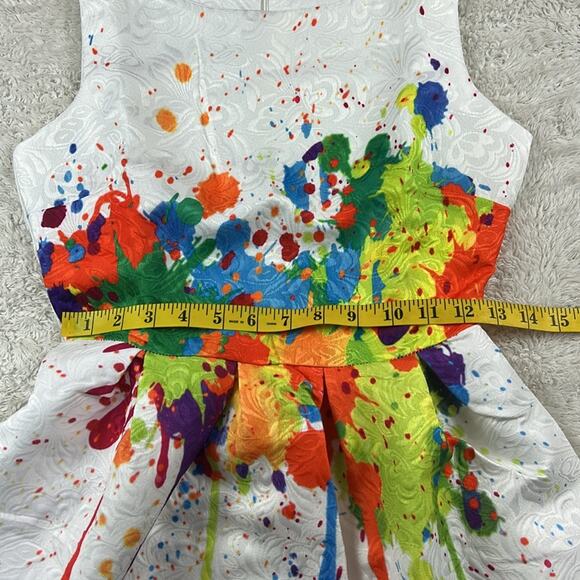 Fu Gui Xing white brocade splatter paint dress, size small - Picture 6 of 7